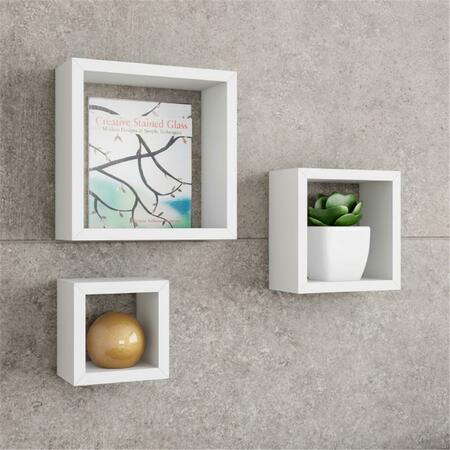 DAPHNES DINNETTE Floating Shelves-Cube Wall Shelf Set with Hidden Brackets - White DA3881513